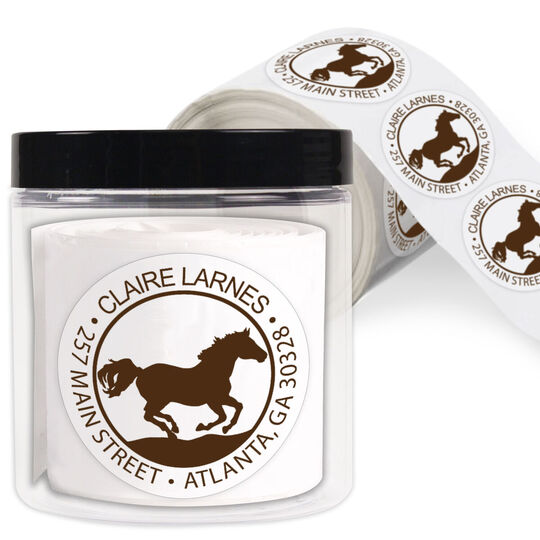 Stallion Round Address Labels in a Jar